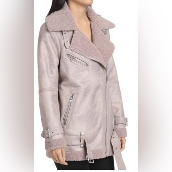 Anthropologie Avec Les Fillles Women’s Moto Sherpa Jacket Size Medium - Picture 2 of 11